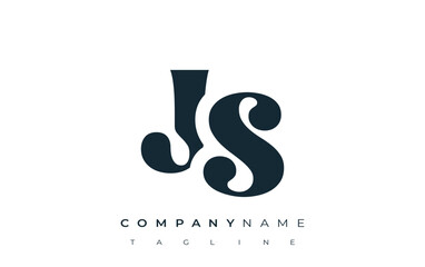 JS Creative Abstract Typography Logo Design. Elegant logo combining bold typography and creative shapes, ideal for branding and identity solutions.