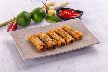Stuffed Vietnamese Nem roll with meat