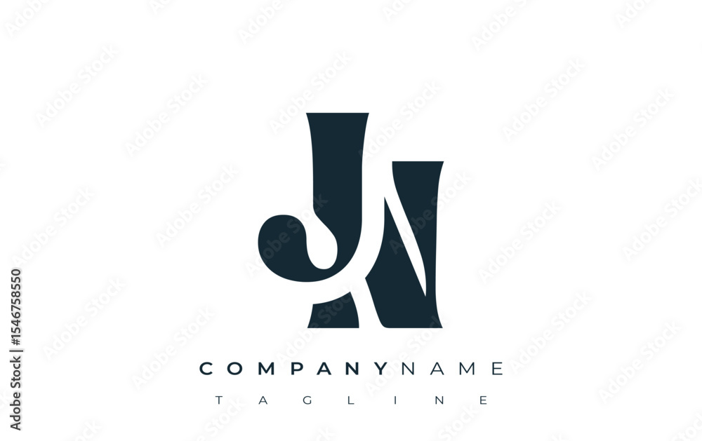 Fototapete jn creative abstract typography logo design. elegant logo combining bold typography and creative sha
