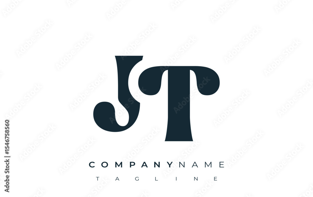 Fototapete jt creative abstract typography logo design. elegant logo combining bold typography and creative sha