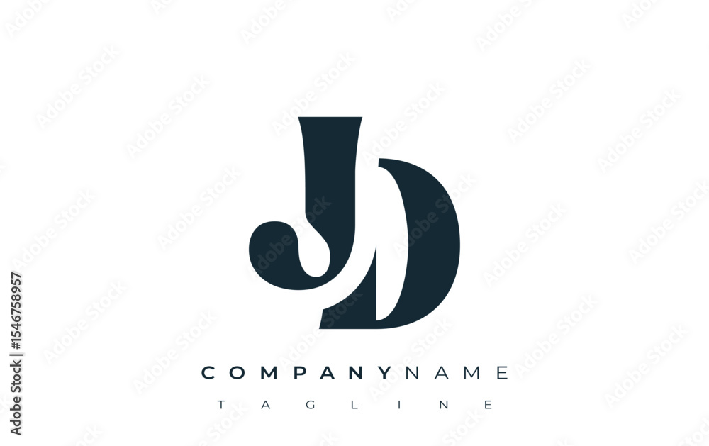 Fototapete jd creative abstract typography logo design. elegant logo combining bold typography and creative sha