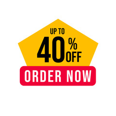 Up to 40% off png, stylish red label png, clean discount tag png