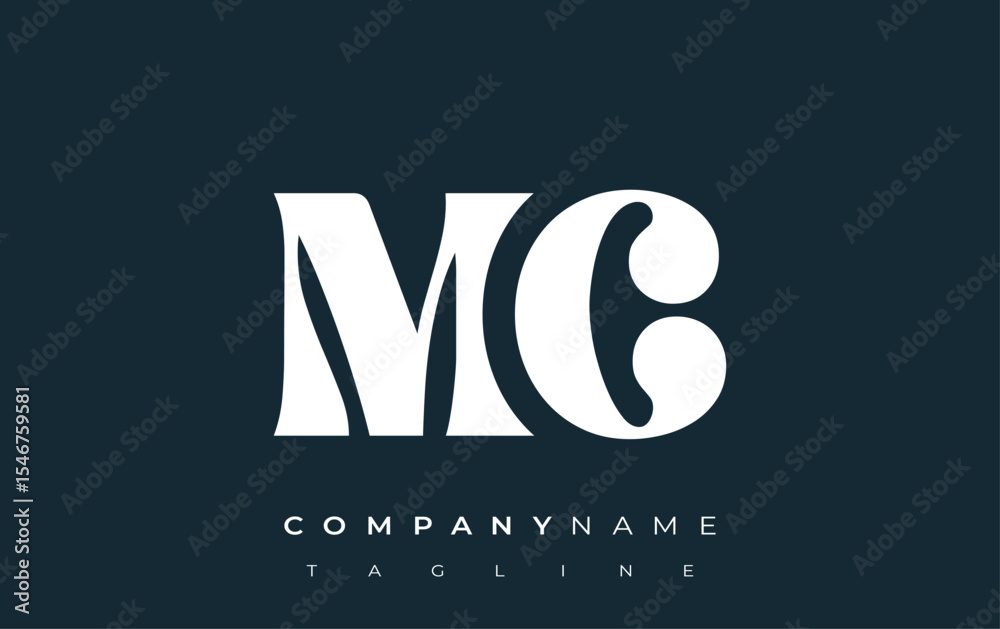 Fototapete mc creative abstract typography logo design. elegant logo combining bold typography and creative sha