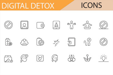 Icons Representing Mental Health and Digital Detox Practices