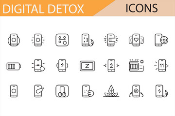 Vector Icons of Disconnect, Recharge, and Nature Breaks