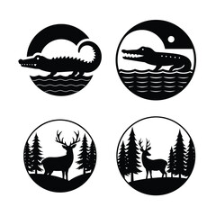 retro sunset silhouette bundle design