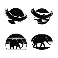 retro sunset silhouette bundle design