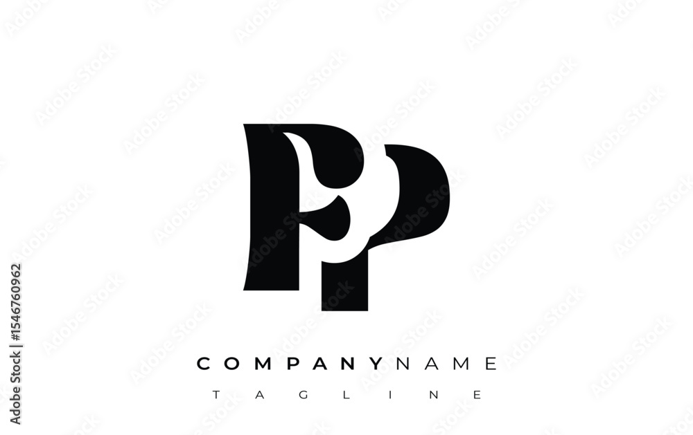 Fototapete fp creative abstract typography logo design. elegant logo combining bold typography and creative sha