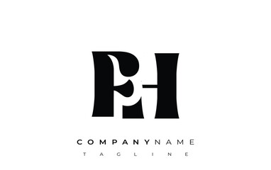 FH Creative Abstract Typography Logo Design. Elegant logo combining bold typography and creative shapes, ideal for branding and identity solutions.