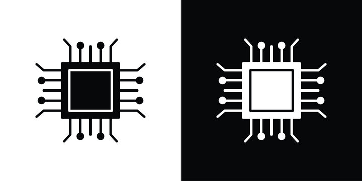 Computer microchip icon of a flat style vector