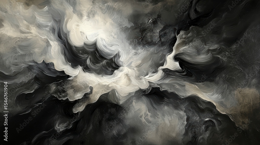 Fototapete abstract grayscale swirls resembling clouds or smoke, creating a dramatic and moody atmosphere.