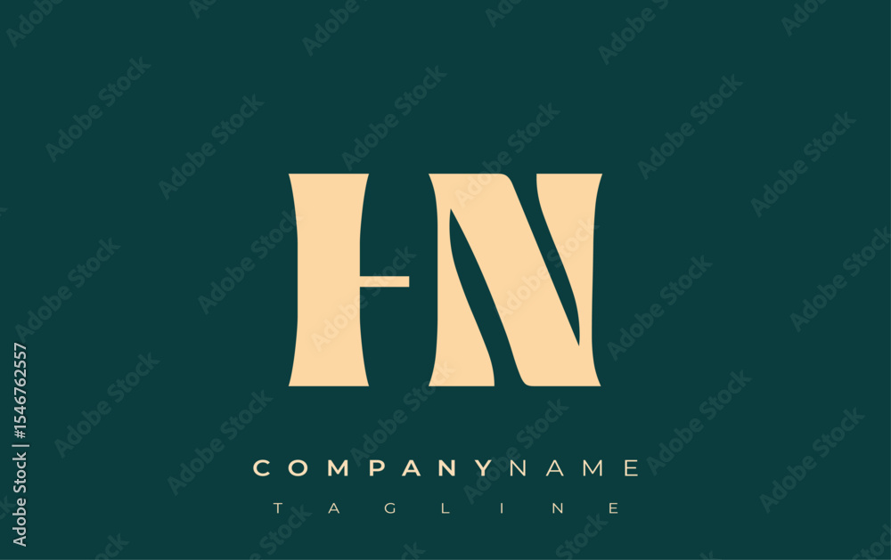 Fototapete hn creative abstract typography logo design. elegant logo combining bold typography and creative sha