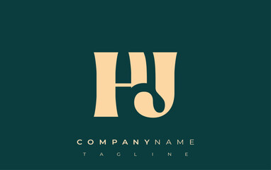HJ Creative Abstract Typography Logo Design. Elegant logo combining bold typography and creative shapes, ideal for branding and identity solutions.