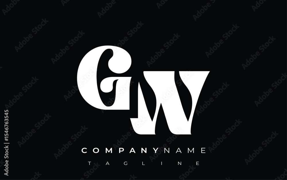 Fototapete gw creative abstract typography logo design. elegant logo combining bold typography and creative sha
