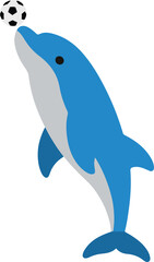 Playful dolphin with football vector illustration