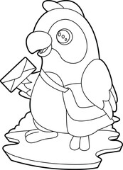 Parrot Postman Letter Animal Vector Graphic Art Illustration