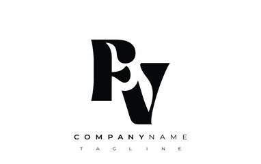 FV Creative Abstract Typography Logo Design. Elegant logo combining bold typography and creative shapes, ideal for branding and identity solutions.