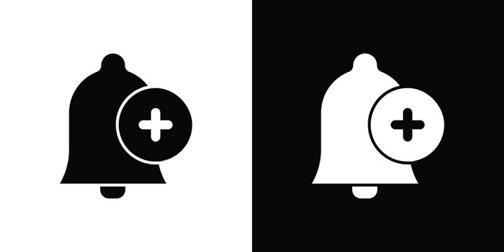 Cowbell circle plus icon of a flat style vector
