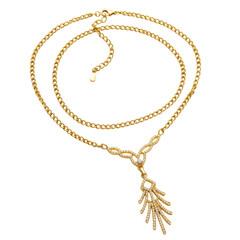 Gold necklace isolated,  Luxury elegant golden chain PNG 