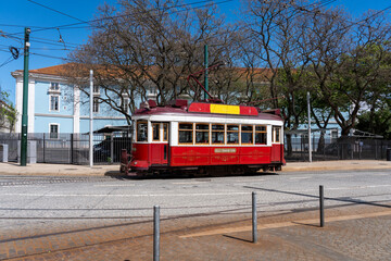 Classic Tram on Lisbon Cobblestones Description