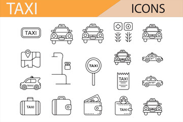 Mobile Taxi App Icons and Ride Services Collection

