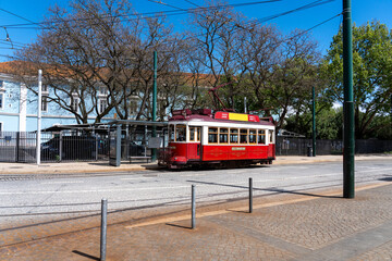Historic Tramway Rolling Through Lisbon Description