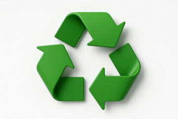 Obraz premium 3D Green Recycling Symbol with Curved Arrows – Sustainability and Environmental Conservation Concept