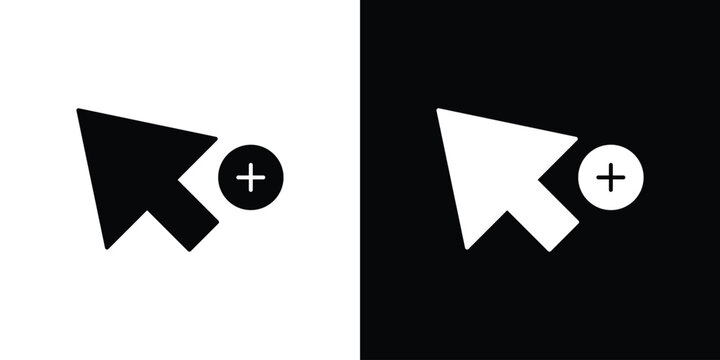 Cursor plus icon of a flat style vector