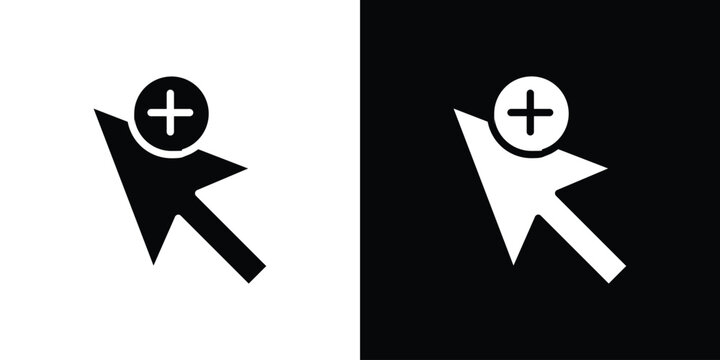 Cursor plus icon of a flat style vector