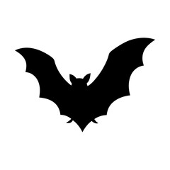 Obraz premium Black silhouette of bat flying on white background vector illustration