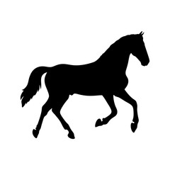 Obraz premium Black silhouette of horse jumping on white background vector illustration