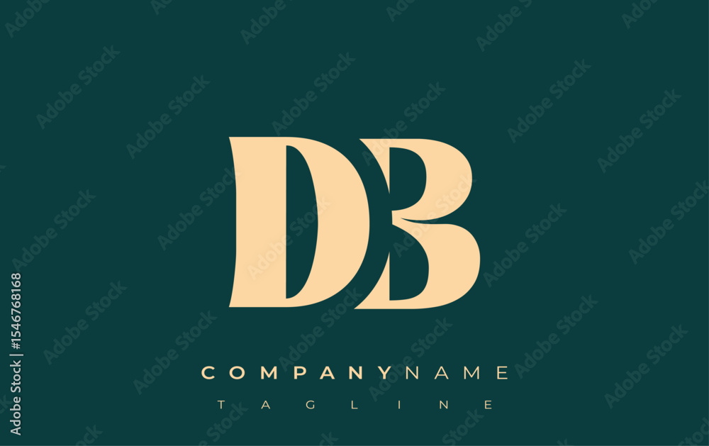 Fototapete db creative abstract typography logo design. elegant logo combining bold typography and creative sha