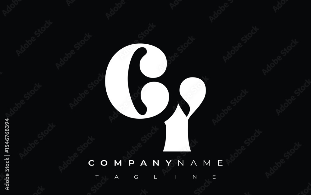 Fototapete cy creative abstract typography logo design. elegant logo combining bold typography and creative sha