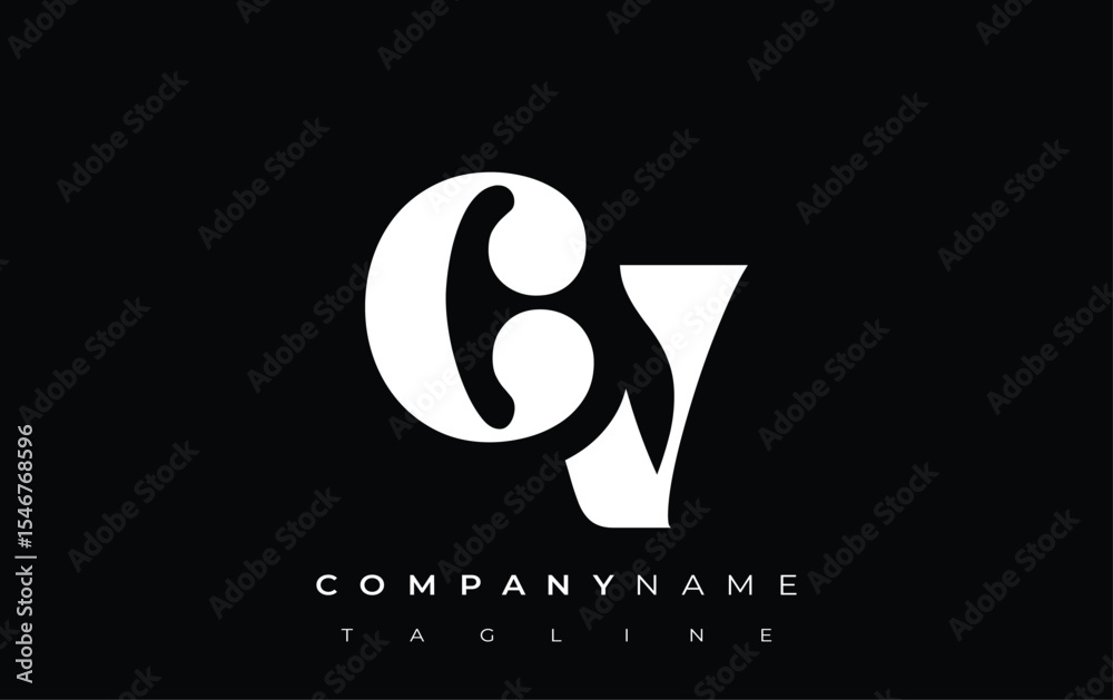 Fototapete cv creative abstract typography logo design. elegant logo combining bold typography and creative sha