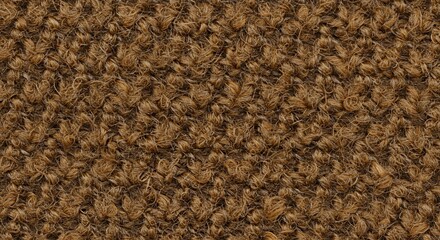 Close-Up Texture of Brown Curly Fiber Carpet, Detailed Surface