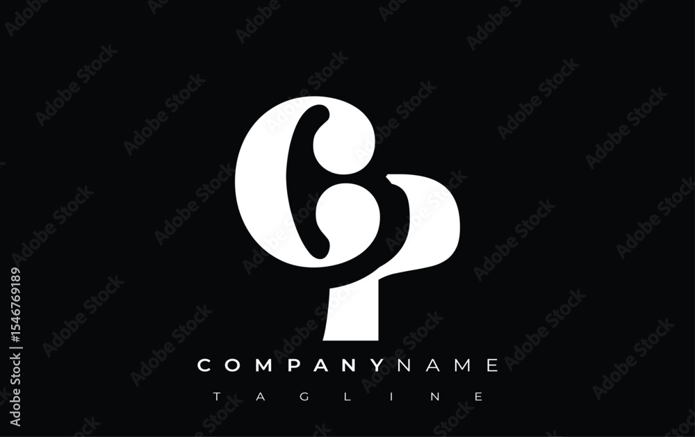 Fototapete cp creative abstract typography logo design. elegant logo combining bold typography and creative sha
