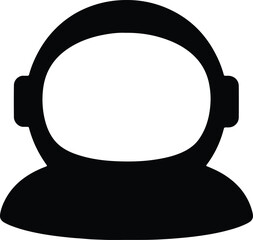 Silhouette Astronaut helmet simple black and white Vector Illustration