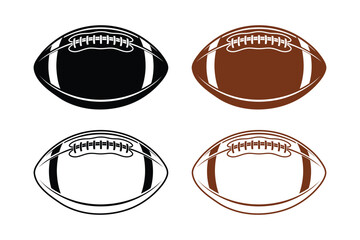 American football ball vector set with white background 