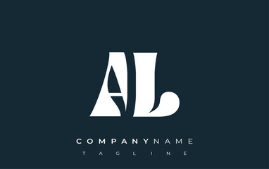 AL Creative Abstract Typography Logo Design. Elegant logo combining bold typography and creative shapes, ideal for branding and identity solutions.