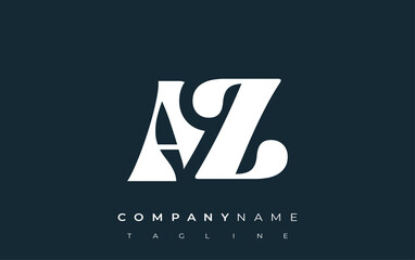 AZ Creative Abstract Typography Logo Design. Elegant logo combining bold typography and creative shapes, ideal for branding and identity solutions.