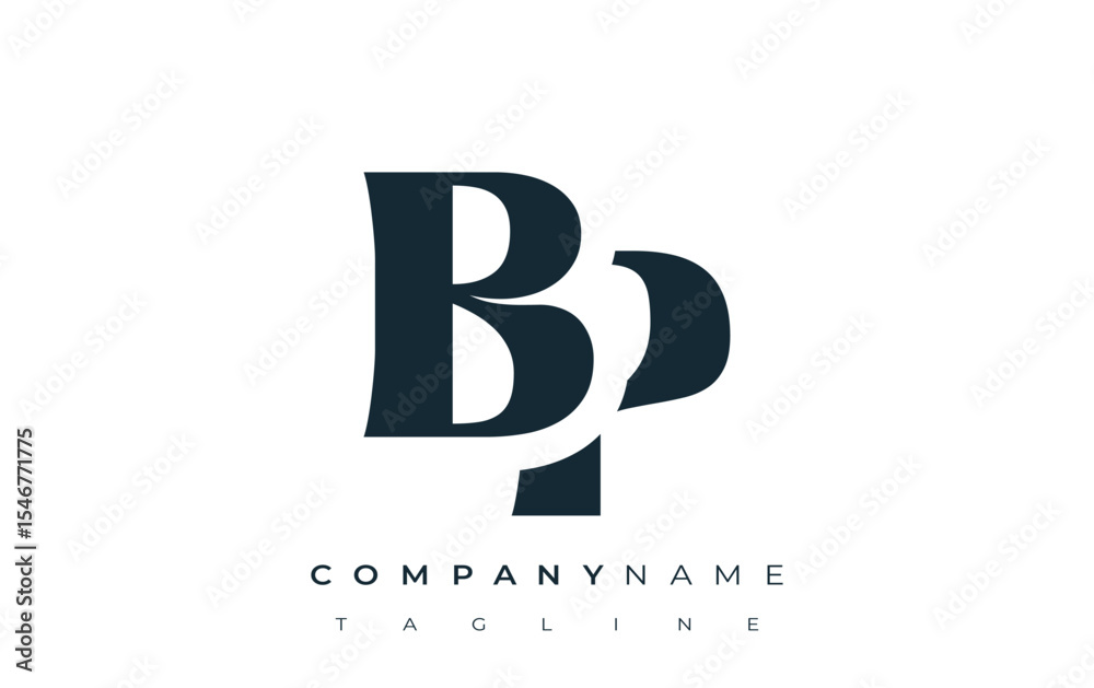 Fototapete bp creative abstract typography logo design. elegant logo combining bold typography and creative sha