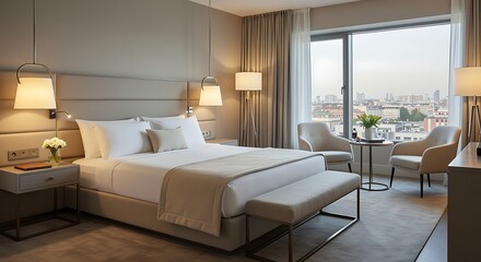Luxury Hotel Room with City View Elegant and Comfortable Accommodation