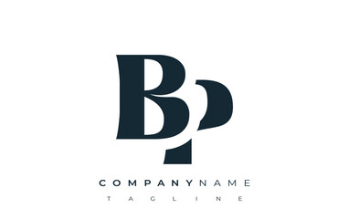 BP Creative Abstract Typography Logo Design. Elegant logo combining bold typography and creative shapes, ideal for branding and identity solutions.
