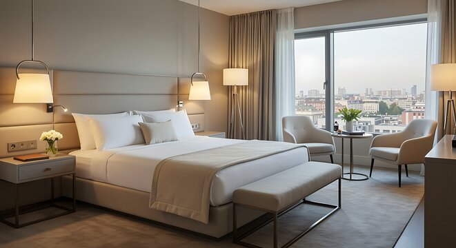 Luxury Hotel Room with City View Elegant and Comfortable Accommodation