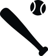Silhouette baseball bat and ball simple black illustration Vector Illustration
