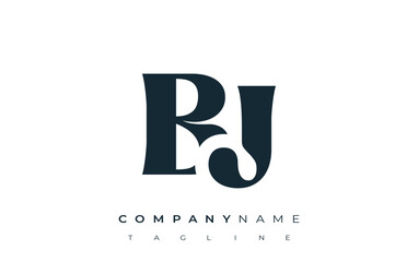 BJ Creative Abstract Typography Logo Design. Elegant logo combining bold typography and creative shapes, ideal for branding and identity solutions.