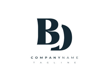 BD Creative Abstract Typography Logo Design. Elegant logo combining bold typography and creative shapes, ideal for branding and identity solutions.