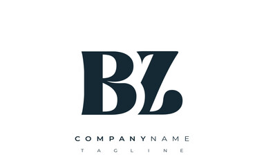 BZ Creative Abstract Typography Logo Design. Elegant logo combining bold typography and creative shapes, ideal for branding and identity solutions.