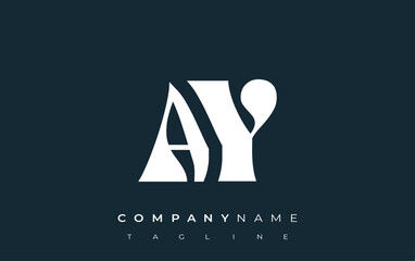 AY Creative Abstract Typography Logo Design. Elegant logo combining bold typography and creative shapes, ideal for branding and identity solutions.