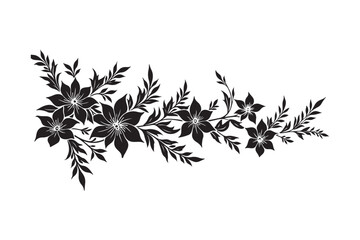 Floral Border Silhouette Design for Tattoos, Crafts, and Decor